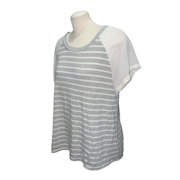 West Kei Womens Gray & White Striped Short Sleeve Raglan Top Size Large - Picture 5 of 11